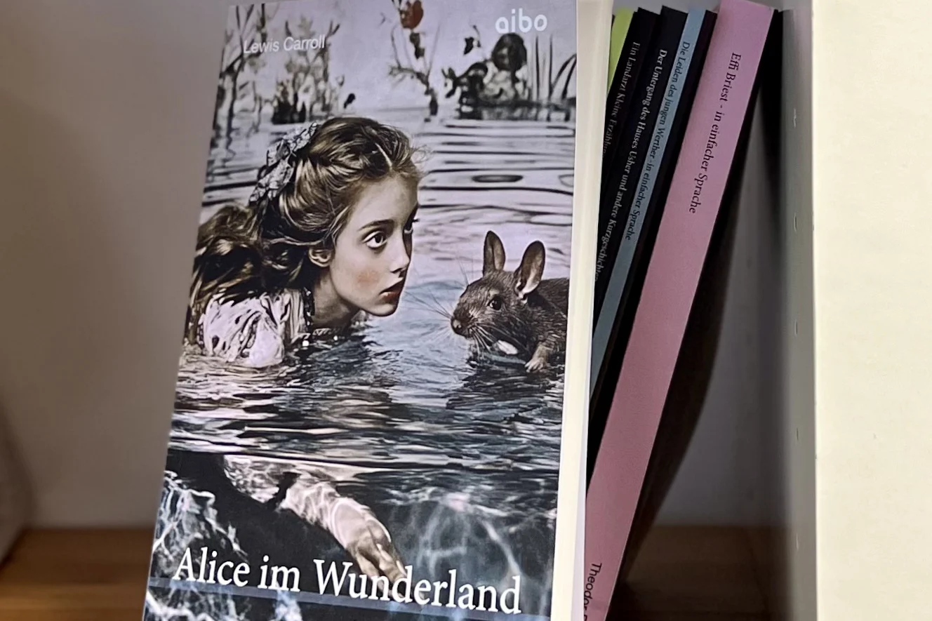 Bücherregal mit einigen aibo-Büchern
